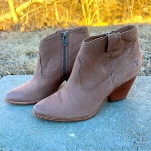 Frye Reina Tan Taupe Suede Leather Ankle Booties 6.5M